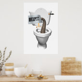 Elephant Stuck in Toilet Poster (Keuken)
