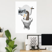 Elephant Stuck in Toilet Poster (Thuiskantoor)