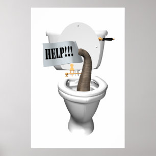 Elephant Stuck in Toilet Poster