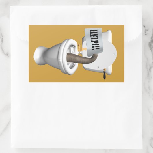 Elephant Stuck in Toilet Rechthoekige Sticker (Tas)