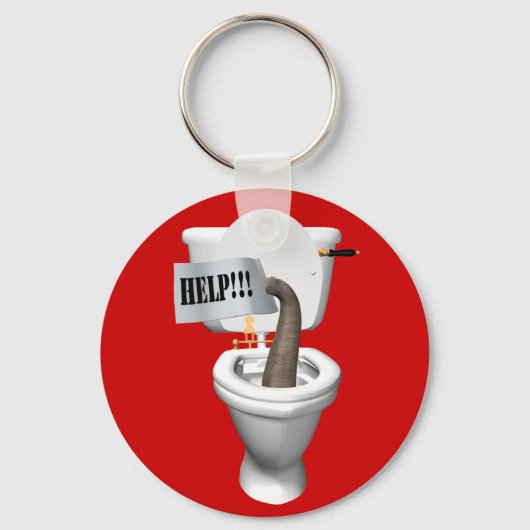 Elephant Stuck in Toilet Sleutelhanger (Voorkant)