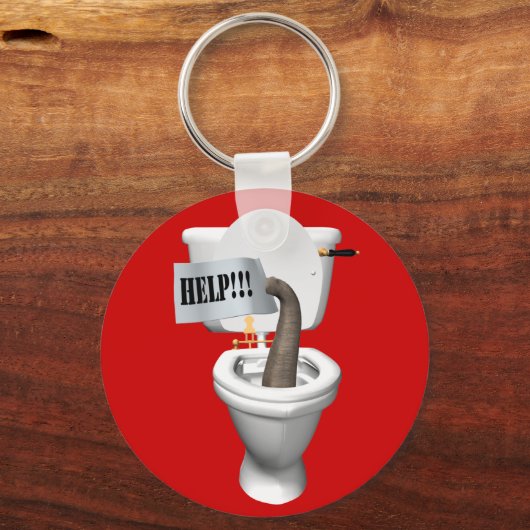 Elephant Stuck in Toilet Sleutelhanger (Voorkant)