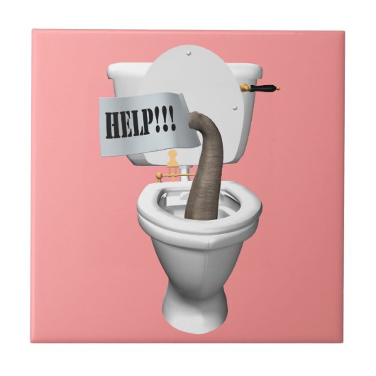 Elephant Stuck in Toilet Tegeltje (Voorkant)