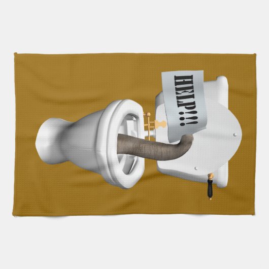 Elephant Stuck in Toilet Theedoek (Horizontaal)