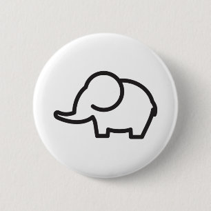 Elephant Stylied Line Art Ronde Button 5,7 Cm