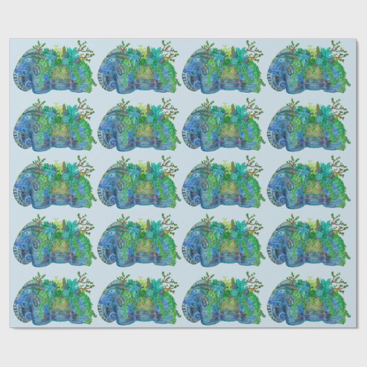 Elephant Succulent Cadeaupapier (Vlak)