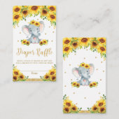 Elephant Sunflower Baby shower Diaper Raffle Informatiekaartje (Voorkant / Achterkant)