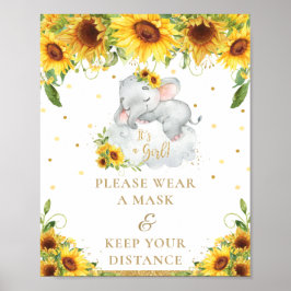 Elephant Sunflower Baby shower Draag Maskerafstand Poster
