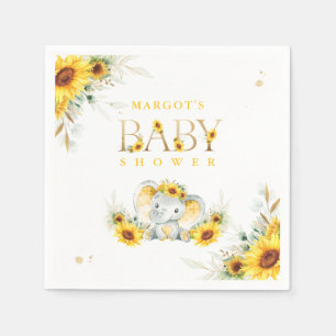 Elephant Sunflower Baby shower geslachtsneutraal Servet