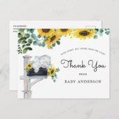 Elephant Sunflower Baby shower per post Dank u Briefkaart (Voorkant / Achterkant)