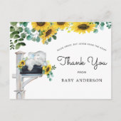 Elephant Sunflower Baby shower per post Dank u Briefkaart (Voorkant)