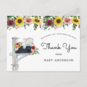 Elephant Sunflower Baby shower per post Dank u Briefkaart (Voorkant)