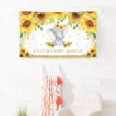 Elephant Sunflower Baby shower Verjaardag Achtergr Spandoek (Insitu)