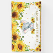 Elephant Sunflower Baby shower Verjaardag Achtergr Spandoek (Verticaal)