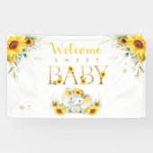 Elephant Sunflower Baby shower Welkom Spandoek (Horizontaal)