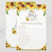 Elephant Sunflower Baby Well Wishes for Baby Kaart (Voorkant / Achterkant)