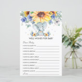 Elephant Sunflower Blue Shower wenst Baby (Staand voorkant)