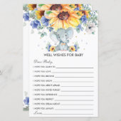 Elephant Sunflower Blue Shower wenst Baby (Voorkant / Achterkant)