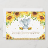 Elephant Sunflower Christening Baptism Boy Foto Kaart (Achterkant)