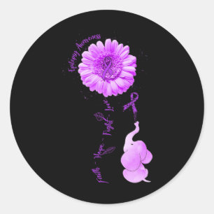 Elephant Sunflower Faith Hope Fight Love Epilepsy Ronde Sticker