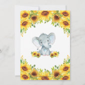 Elephant Sunflower Floral Baby shower Boy Kaart (Achterkant)