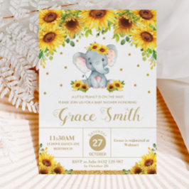 Elephant Sunflower Floral Baby shower Girl Kaart