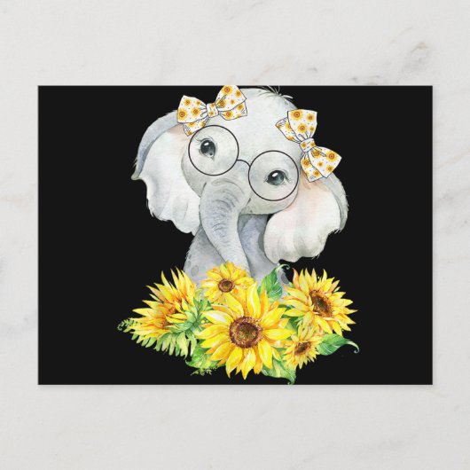 Elephant Sunflower Gifts Feestdagenkaart (Voorkant)