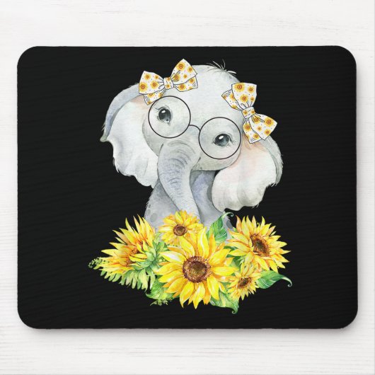 Elephant Sunflower Gifts Muismat (Voorkant)