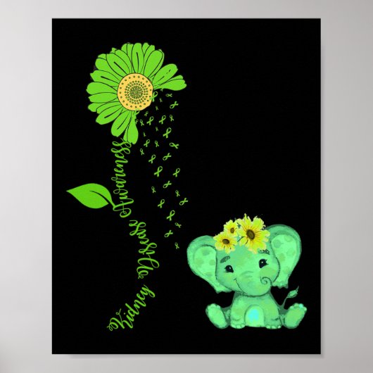 Elephant Sunflower Nierziekte Bewustheid Costum Poster (Voorkant)