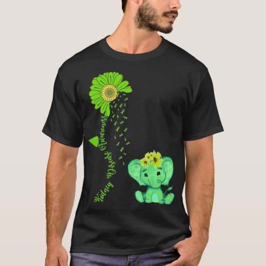 Elephant Sunflower Nierziekte Bewustheid Costum T-shirt (Voorkant)