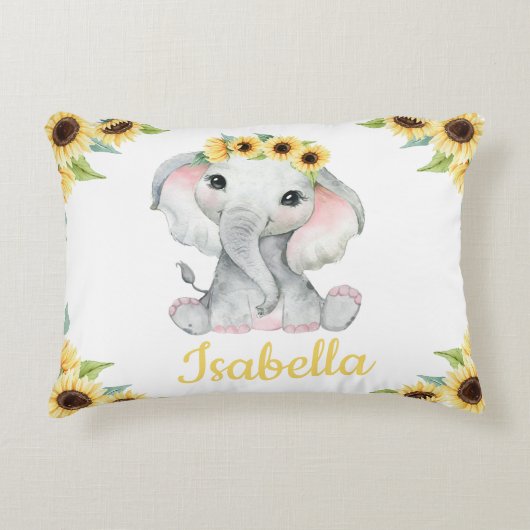 Elephant Sunflower Pillow Gift Accent Kussen (Voorkant)