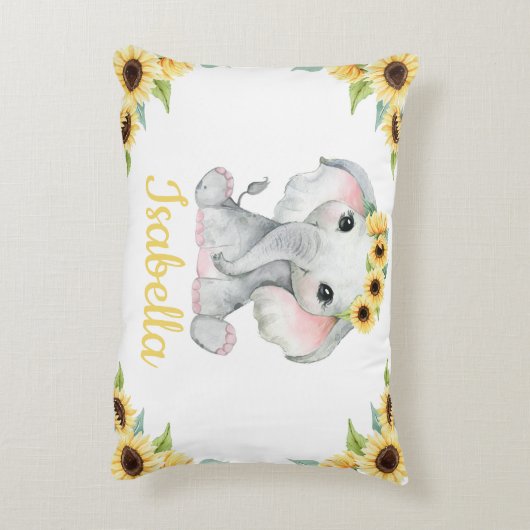 Elephant Sunflower Pillow Gift Accent Kussen (Achterkant (Verticaal))