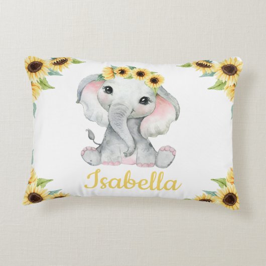 Elephant Sunflower Pillow Gift Accent Kussen (Achterkant)