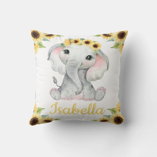 Elephant Sunflower Pillow Gift Kussen (Achterkant)