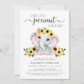 Elephant Sunflower Roze Waterverf Baby Sprinkle Kaart (Voorkant)
