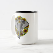 Elephant Sunflower Tweekleurige Koffiemok (Voorkant links)