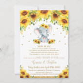 Elephant Sunflower Virtueel Baby shower per post Kaart (Voorkant)