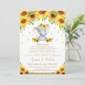 Elephant Sunflower Virtueel Baby shower per post Kaart (Staand voorkant)