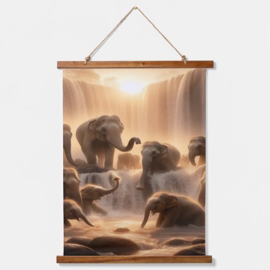 Elephant Sunrise Tapestry Hangend Wandkleed (Voorkant)