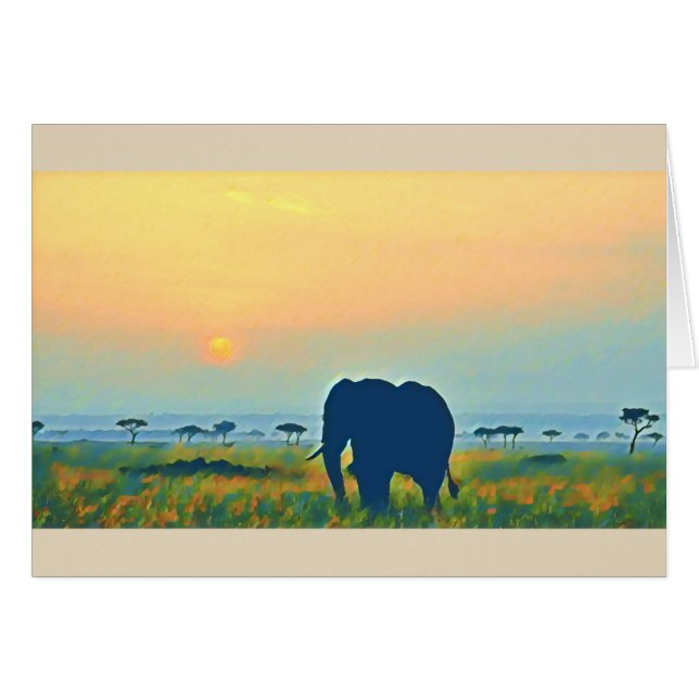 Elephant Sunset (Voorkant Horizontaal)