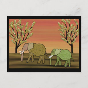 Elephant Sunset Briefkaart