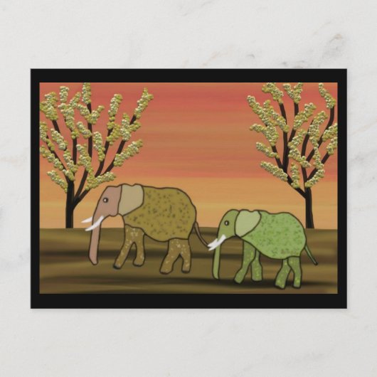 Elephant Sunset Briefkaart (Voorkant)