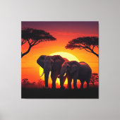 Elephant Sunset Canvas. Canvas Afdruk (Voorkant)