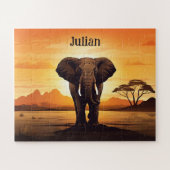 Elephant Sunset Legpuzzel (Horizontaal)
