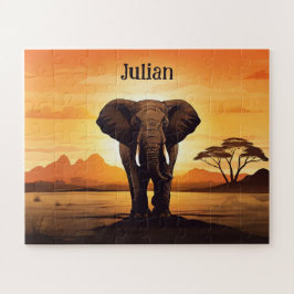 Elephant Sunset Legpuzzel