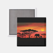 Elephant Sunset Magneet (Voorkant / Achterkant)