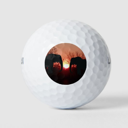 Elephant Sunset Silhouette Golfballen (Voorkant)
