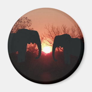 Elephant Sunset Silhouette Magneet