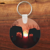 Elephant Sunset Silhouette Sleutelhanger (Voorkant)