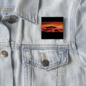 Elephant Sunset Vierkante Button 5,1 Cm (In situ)